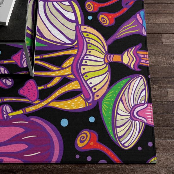 Retro Trippy Mushroom Hippie Colorful Anti-Slip Rug | lovevisionkarma.com