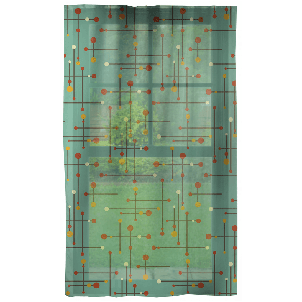 Mid Century Lines Eames Inspired Teal Curtain Panel | lovevisionkarma.com