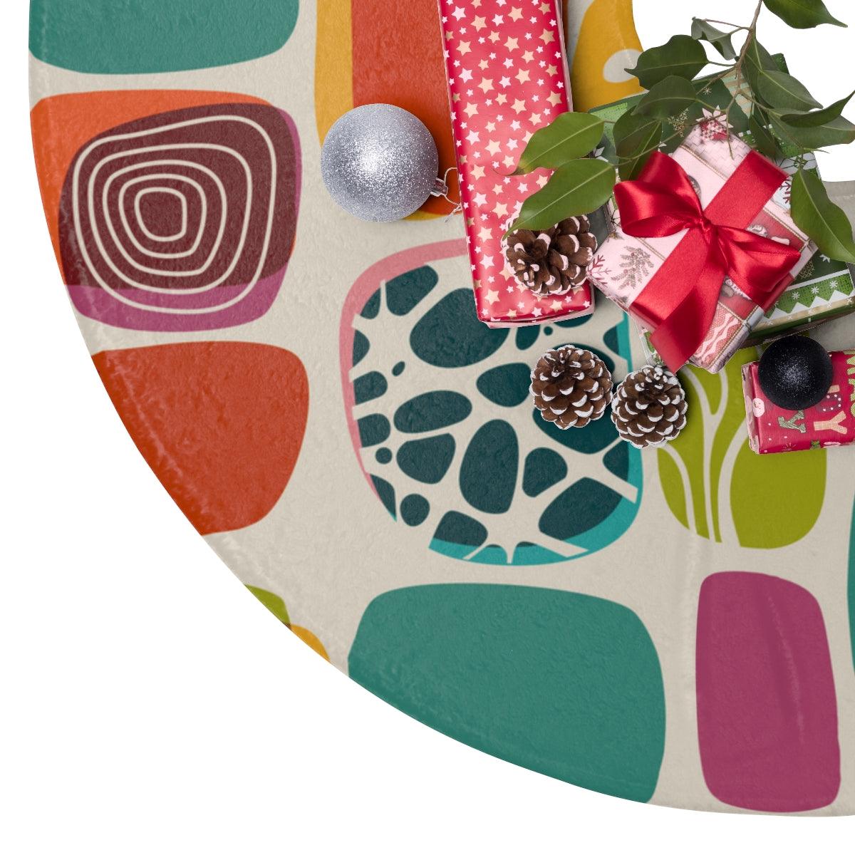 Retro 50s 60s Mid Century Mod Vibrant Abstract Christmas Tree Skirt | lovevisionkarma.com