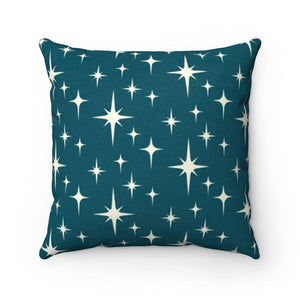 Retro Atomic Starburst Mid Century Mod Blue Pillow | lovevisionkarma.com