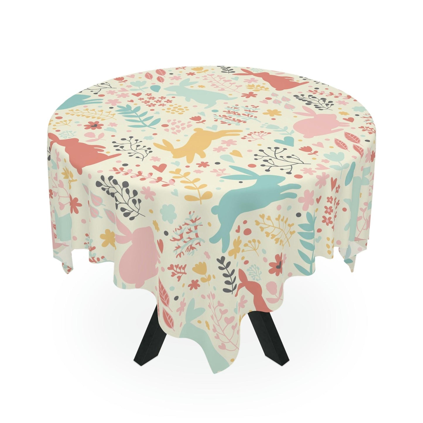 Easter Retro Bunnies Cottagecore Multicolor MCM Tablecloth | lovevisionkarma.com