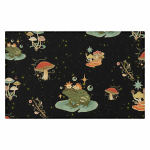 Boho Cottagecore Mushroom and Celestial Frog Anti-Slip Rug | lovevisionkarma.com