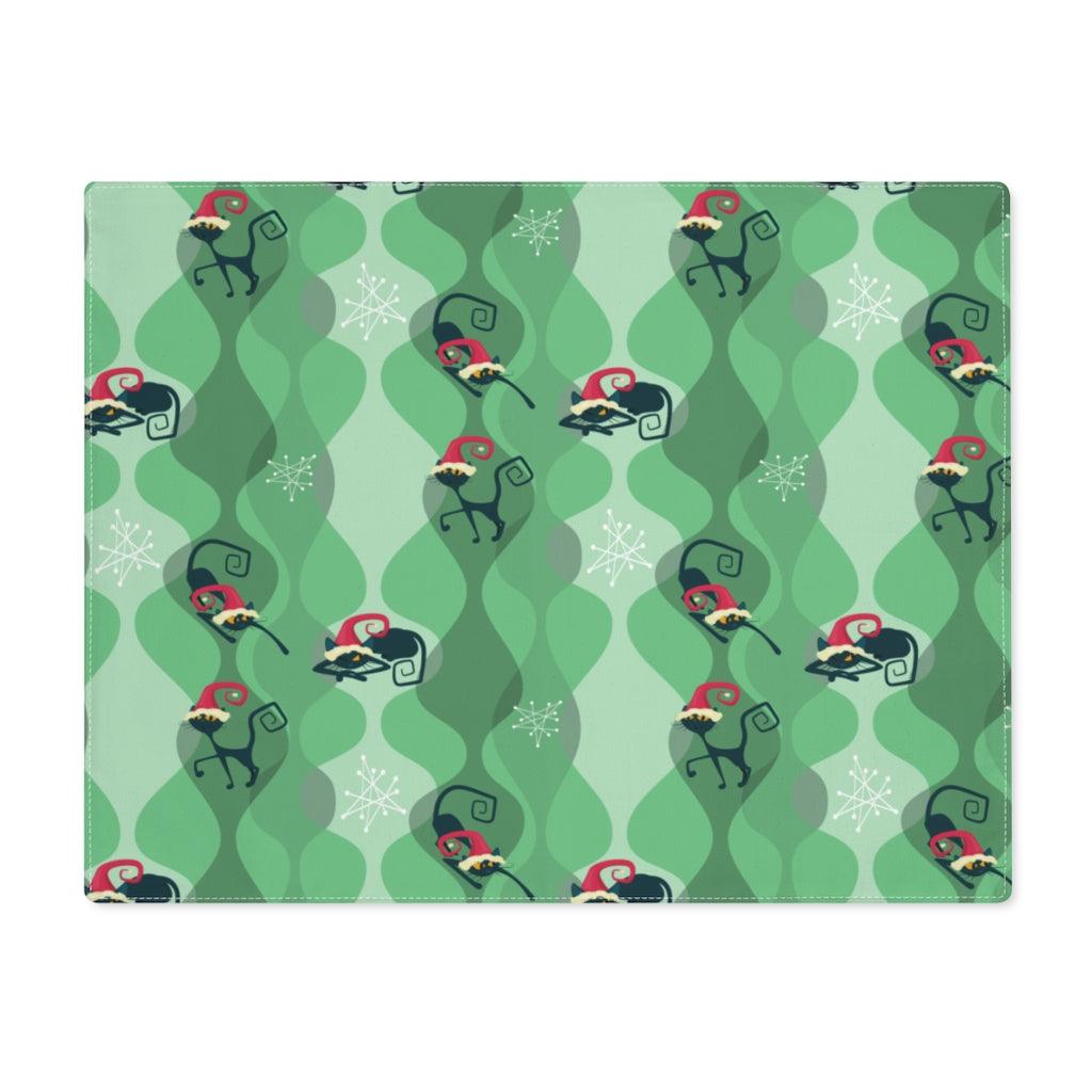 Atomic Cat Mod Christmas Green Placemat | lovevisionkarma.com