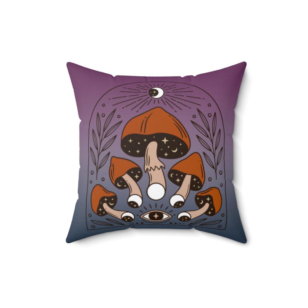 Boho Mushroomcore Celestial Mushroom Throw Pillow | lovevisionkarma.com