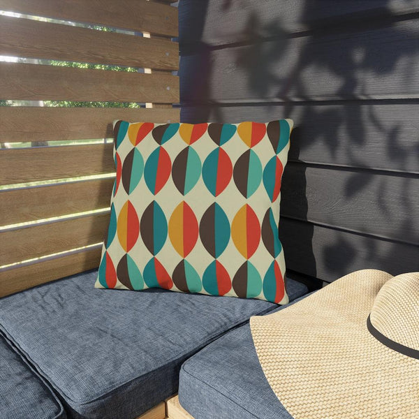 Mid Century Ovals Retro 1950s Multicolor Outdoor Pillow | lovevisionkarma.com