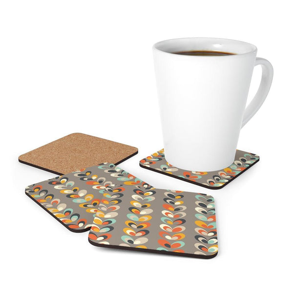 Mid Century Danish Floral Vine & Leaves Scandi Gray Coaster Set | lovevisionkarma.com