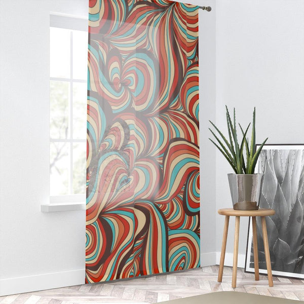Retro Groovy 60's Swirls Multicolor MCM Window Curtain | lovevisionkarma.com
