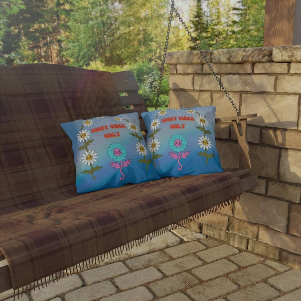 Groovy Flowers, Goofy Vibes Only Multicolor Outdoor Pillow | lovevisionkarma.com