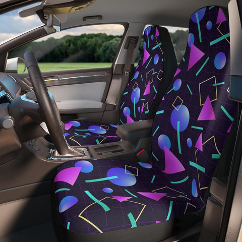 Retro 80's and 90's Aesthetic Vaporwave Throwback Blue & Purple Car Seat Covers | lovevisionkarma.com
