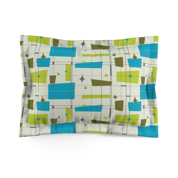 Retro 1950's Abstract Blue & Green Mid Century Modern Pillow Sham | lovevisionkarma.com