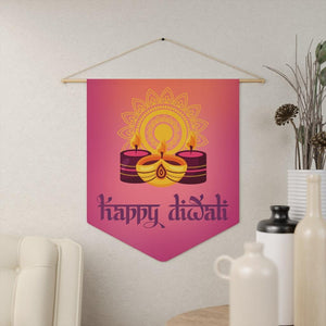 Diwali Home Decor, Yellow, Pink & Purple Wall Decor Pennant | lovevisionkarma.com