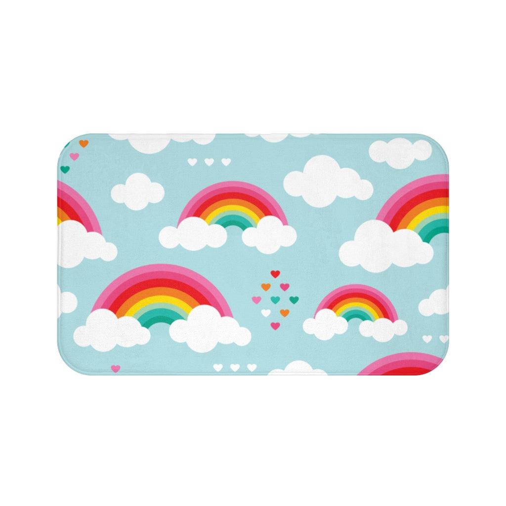 Rainbows and Sky Whimsical Bath Mat | lovevisionkarma.com