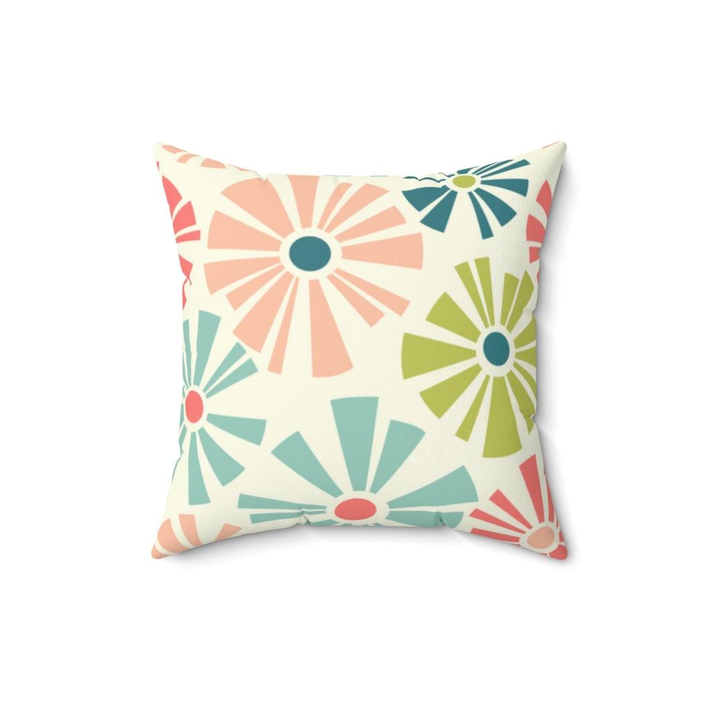 MCM Retro Mod, Boho Flowers Multicolor Throw Pillow | lovevisionkarma.com