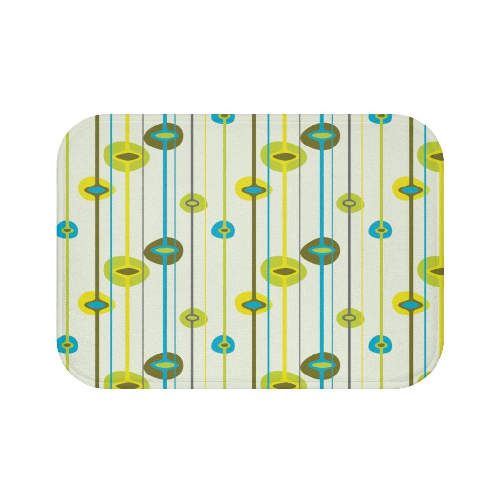 Vintage 50s Retro Mid Century Modern Abstract Blue & Green Bath Mat | lovevisionkarma.com