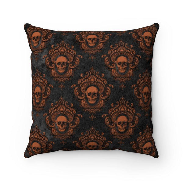 Gothic Orange Skulls Black Halloween Pillow - Glam Goth Decor | lovevisionkarma.com