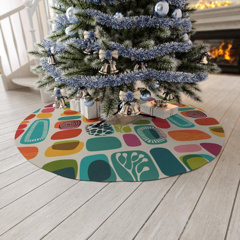 50s 60s Retro Mid Century Vibrant Christmas Tree Skirt | lovevisionkarma.com