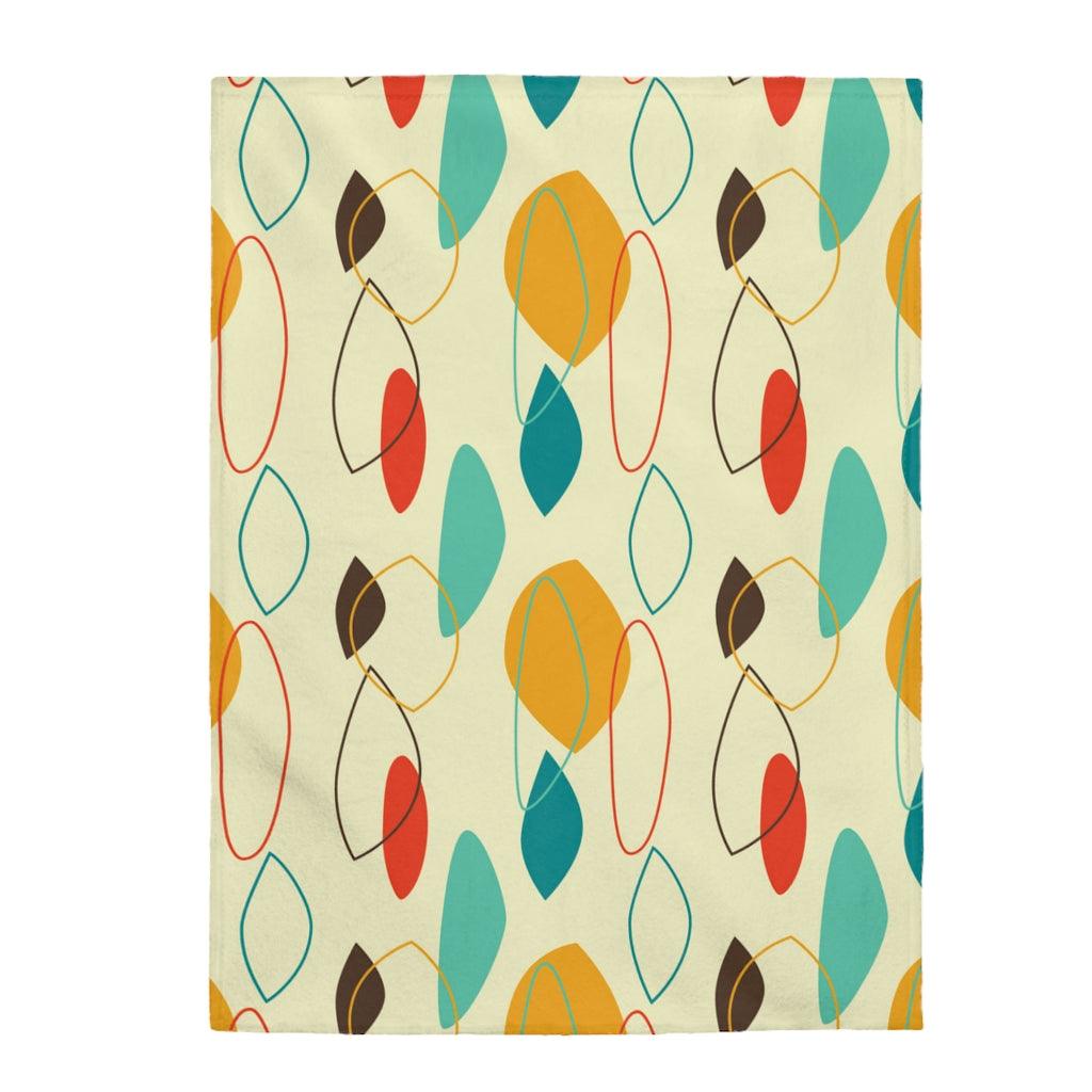 Retro 50's Mid Century Abstract Shapes Multicolor Velveteen Lightweight Blanket | lovevisionkarma.com