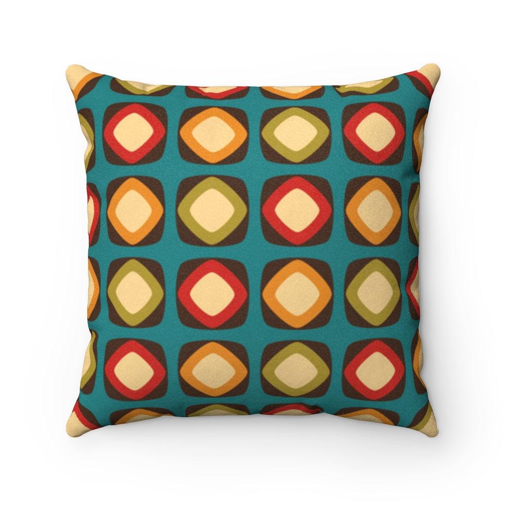 Retro Mod Squares Mid Century Multicolor Pillow | lovevisionkarma.com