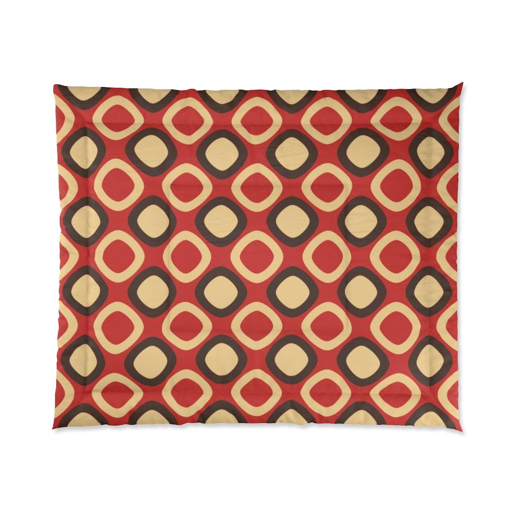 Retro Mod Squares Mid Century Dark Orange Comforter | lovevisionkarma.com