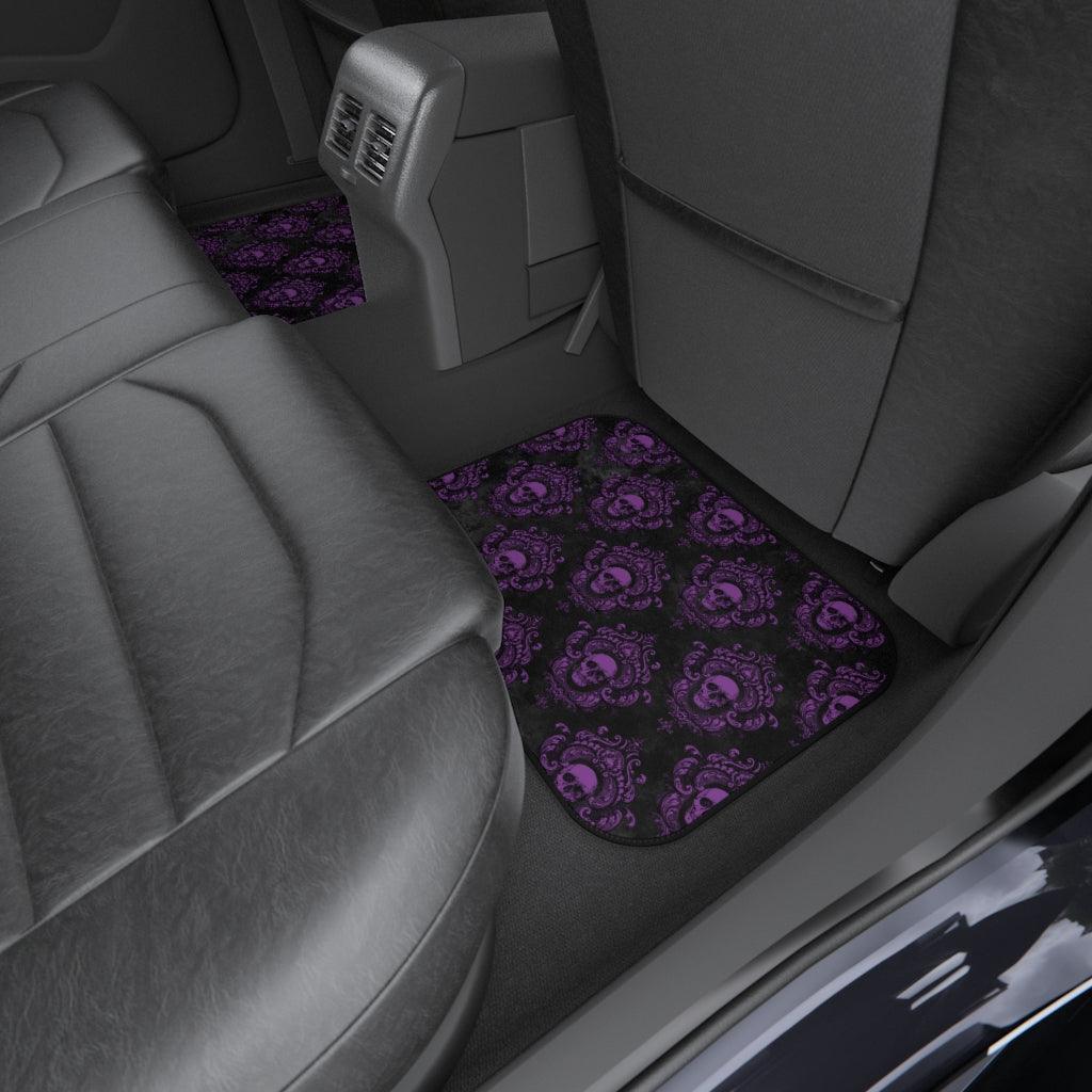 Glam Goth Skulls Purple & Black Car Mats (Set of 4) | lovevisionkarma.com