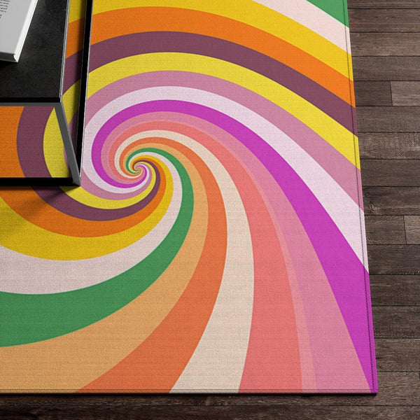 Groovy Retro 60s 70s Candy Swirl Mid Century Multicolor Rug | lovevisionkarma.com