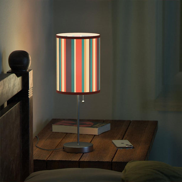 Retro 60s 70s Stripes Multicolor MCM Tabletop Lamp | lovevisionkarma.com