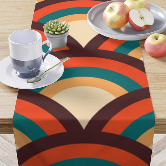 Mid Century Modern Retro Wave Multicolor Table Runner | lovevisionkarma.com