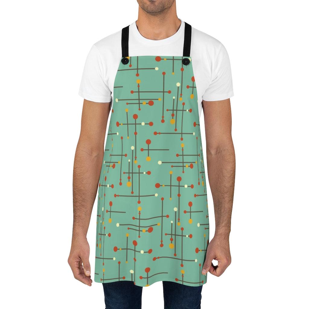 Mid Century Modern Lines Teal Apron | lovevisionkarma.com