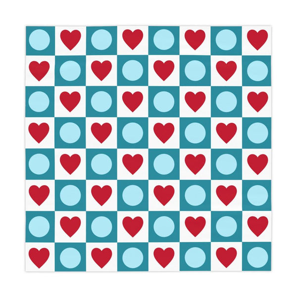 Retro Valentine Hearts & Circles Red, Blue & White Tablecloth | lovevisionkarma.com