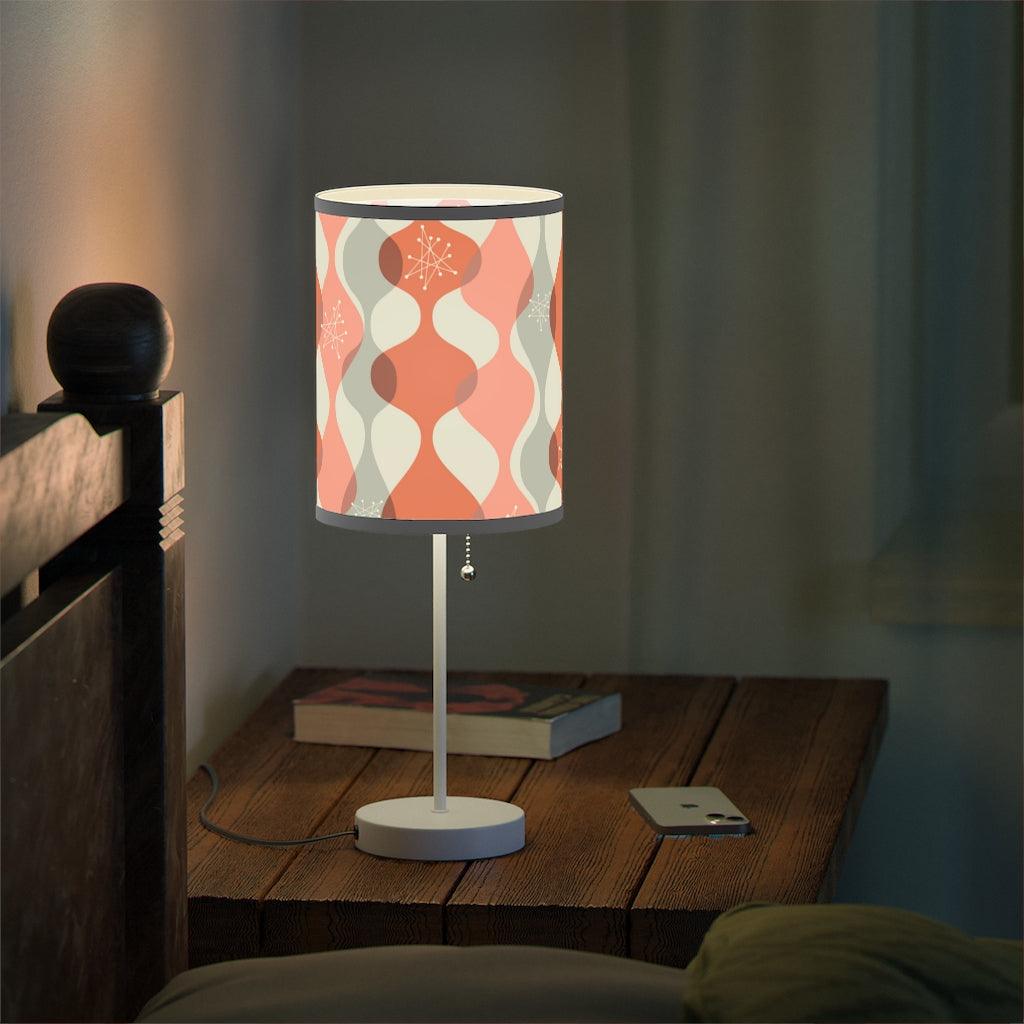 Mid Century Modern Pink Burst and Waves Tabletop Lamp | lovevisionkarma.com