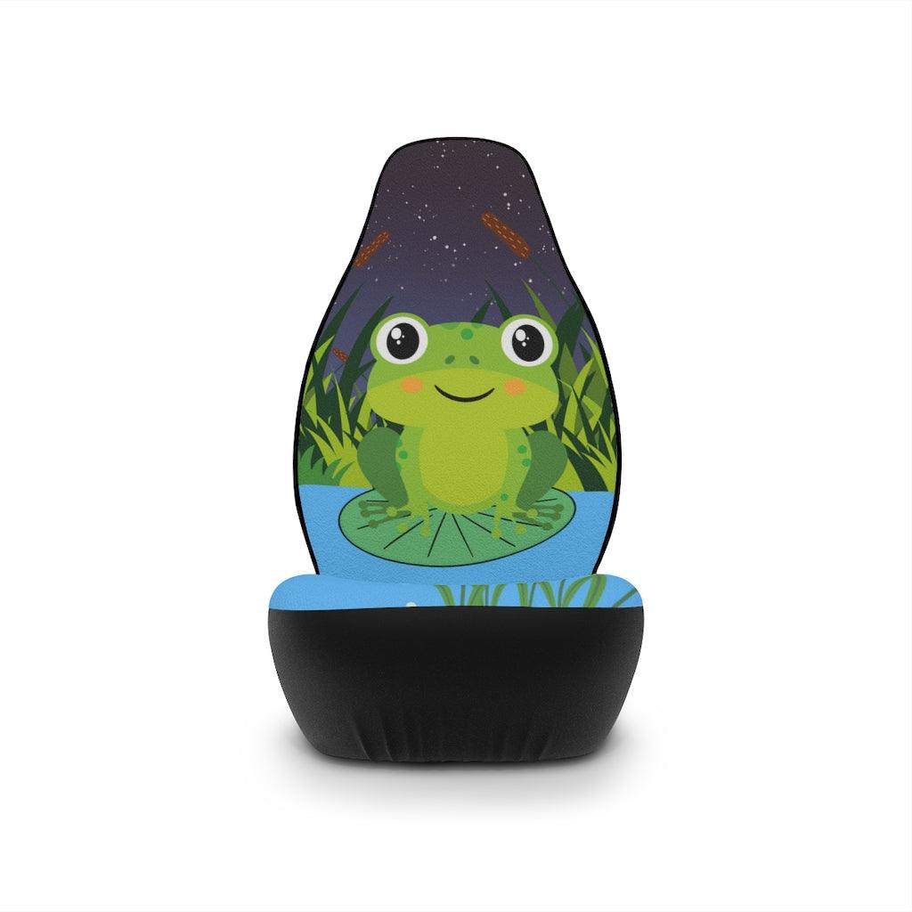 Cute Frog on a Lily Pad Kawaii Car Seat Covers | lovevisionkarma.com