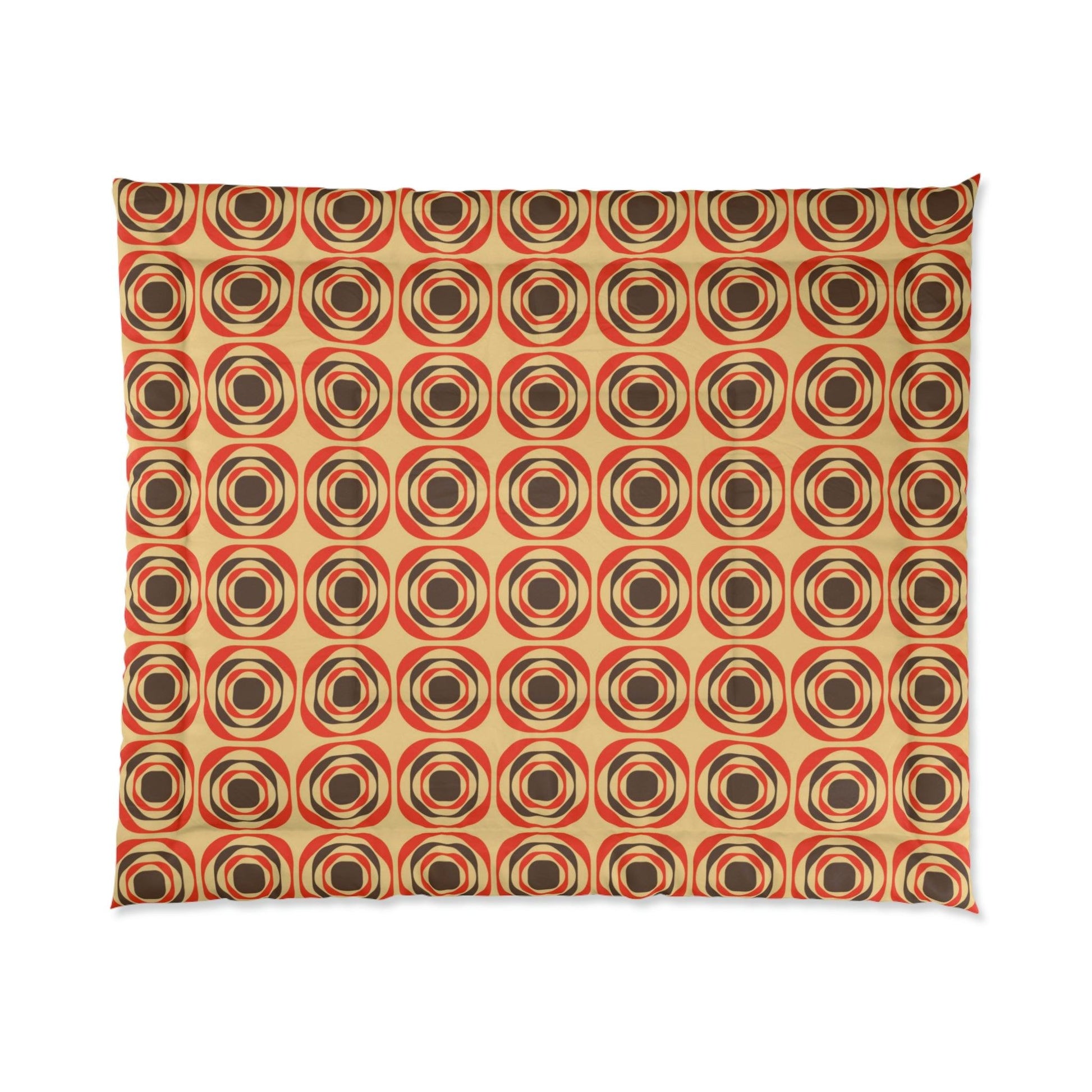 Retro 60s 70s Funky Mid Century Mod Geo Brown & Orange Comforter | lovevisionkarma.com