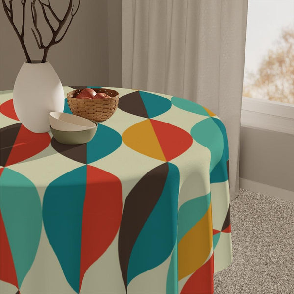 Retro Multicolor Ovals Mid Century Mod Tablecloth | lovevisionkarma.com