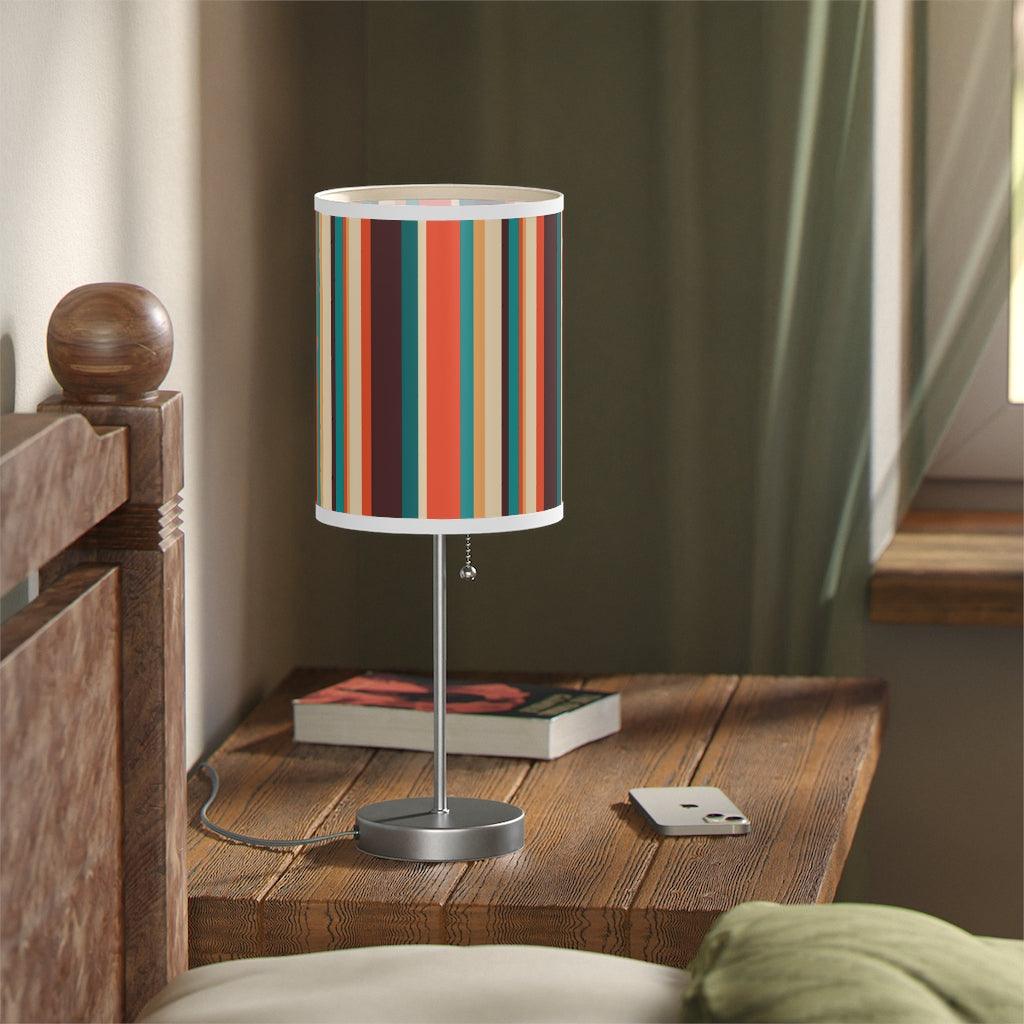 Retro 60s 70s Stripes Multicolor MCM Tabletop Lamp | lovevisionkarma.com