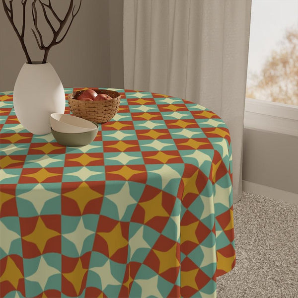 Retro Burst Mid Century Modern Multicolor Tablecloth | lovevisionkarma.com