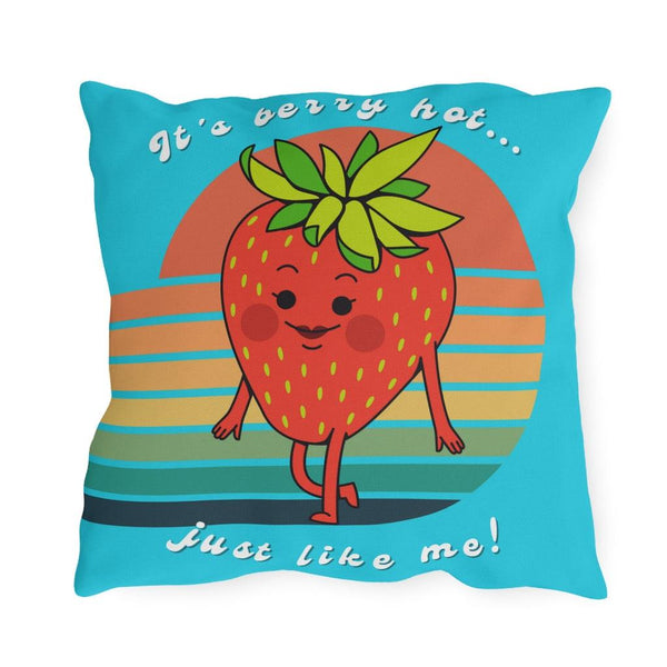 "Berry Hot" Cute Strawberry Retro Outdoor Pillow | lovevisionkarma.com