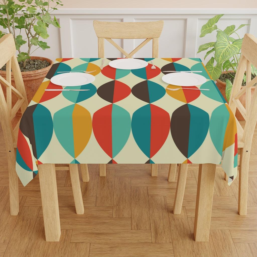 Retro Multicolor Ovals Mid Century Mod Tablecloth | lovevisionkarma.com