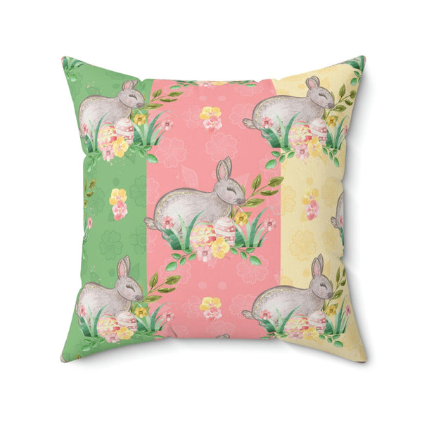 Easter Cottagecore Bunnies Spring Pastel Pillow | lovevisionkarma.com