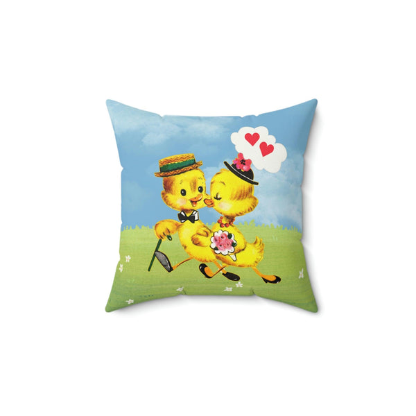 Retro Easter Vintage Chicks Kitschy Cute Throw Pillow | lovevisionkarma.com