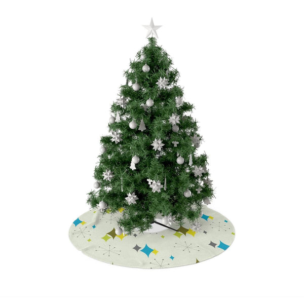 Atomic Burst and Diamonds Blue & Green MCM Christmas Tree Skirt | lovevisionkarma.com