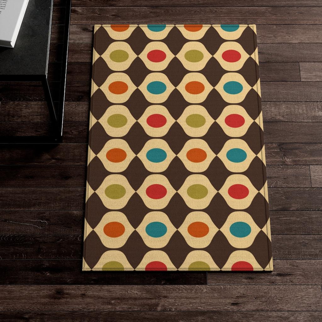 Retro Mid Century Geometric Multicolor Anti-Slip Rug | lovevisionkarma.com