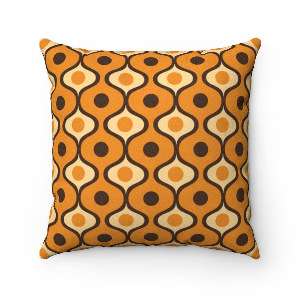 Groovy Retro 70's Geometric MCM Orange & Brown Pillow | lovevisionkarma.com