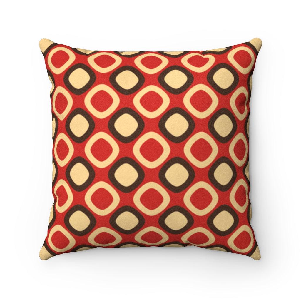 Retro Mod Squares Dark Orange, Off-White and Brown MCM Pillow | lovevisionkarma.com