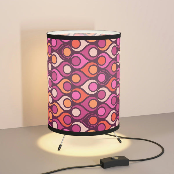 Groovy Mid Century Mod Purple, Magenta & Orange Hippie Tripod Table Lamp | lovevisionkarma.com