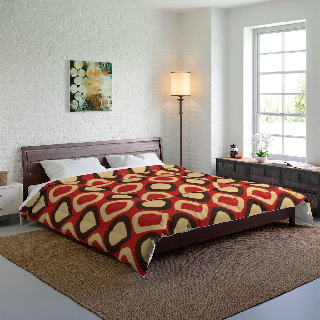 Retro Mod Squares Mid Century Dark Orange Comforter | lovevisionkarma.com