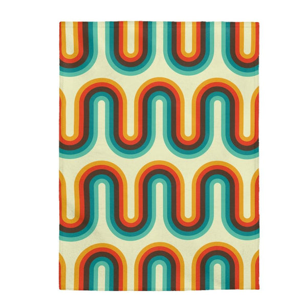 Retro 60s Groovy Waves Multicolor Velveteen Lightweight Blanket | lovevisionkarma.com