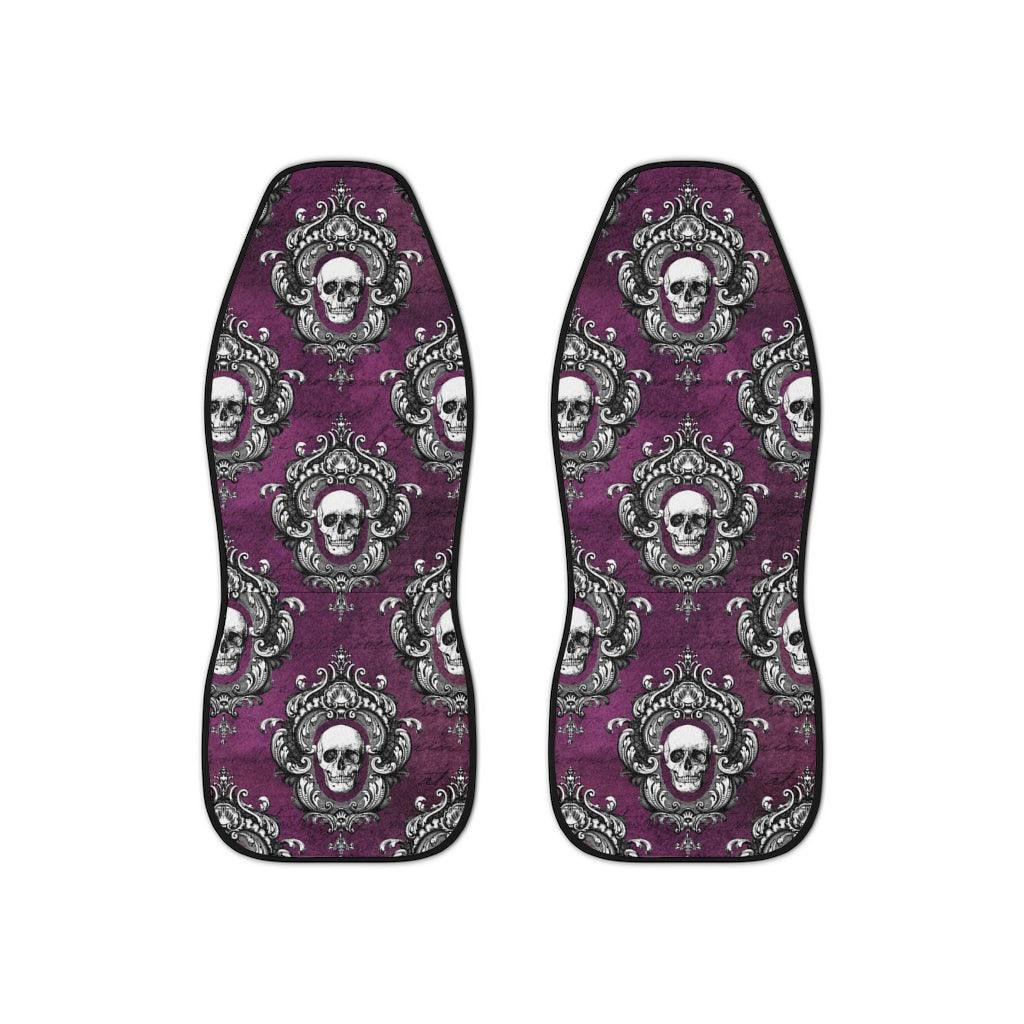 White Skulls Glam Goth Purple Car Seat Covers | lovevisionkarma.com