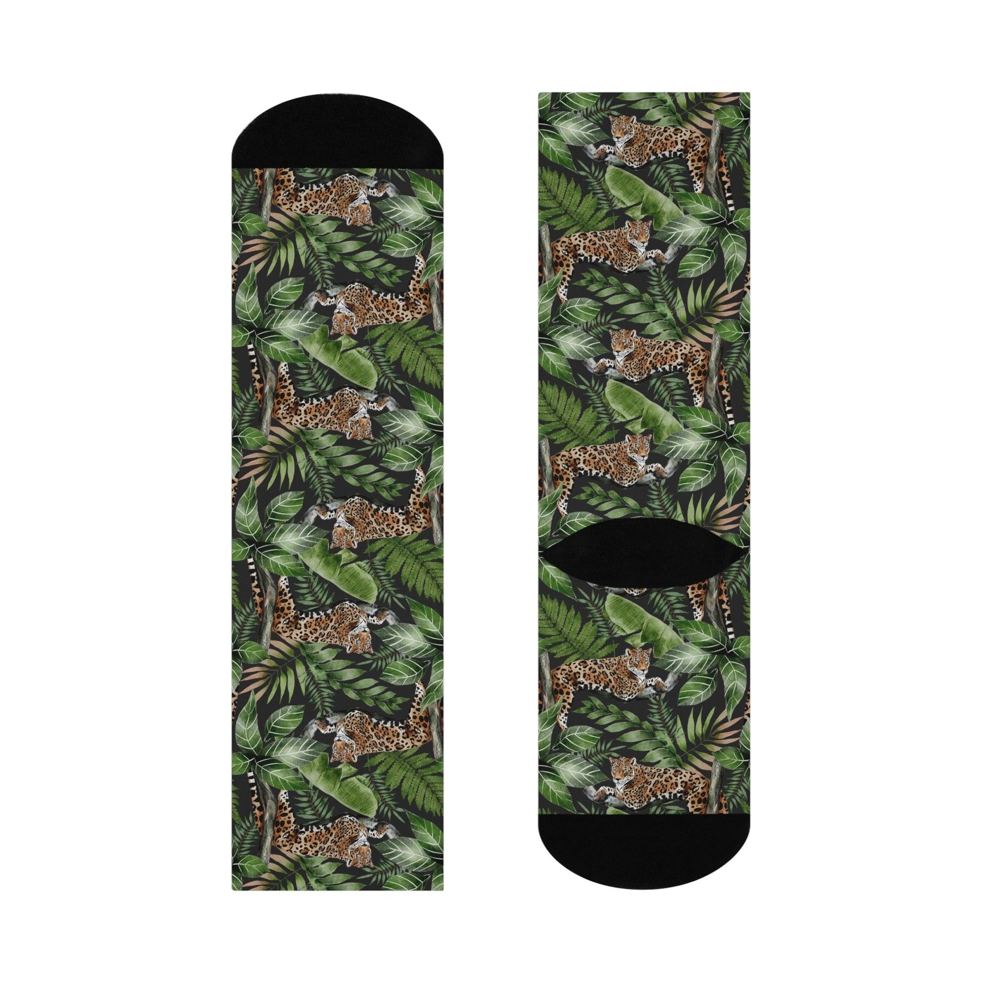 Boho Jungle Cat Jaguar Cushioned Unisex Crew Socks | lovevisionkarma.com