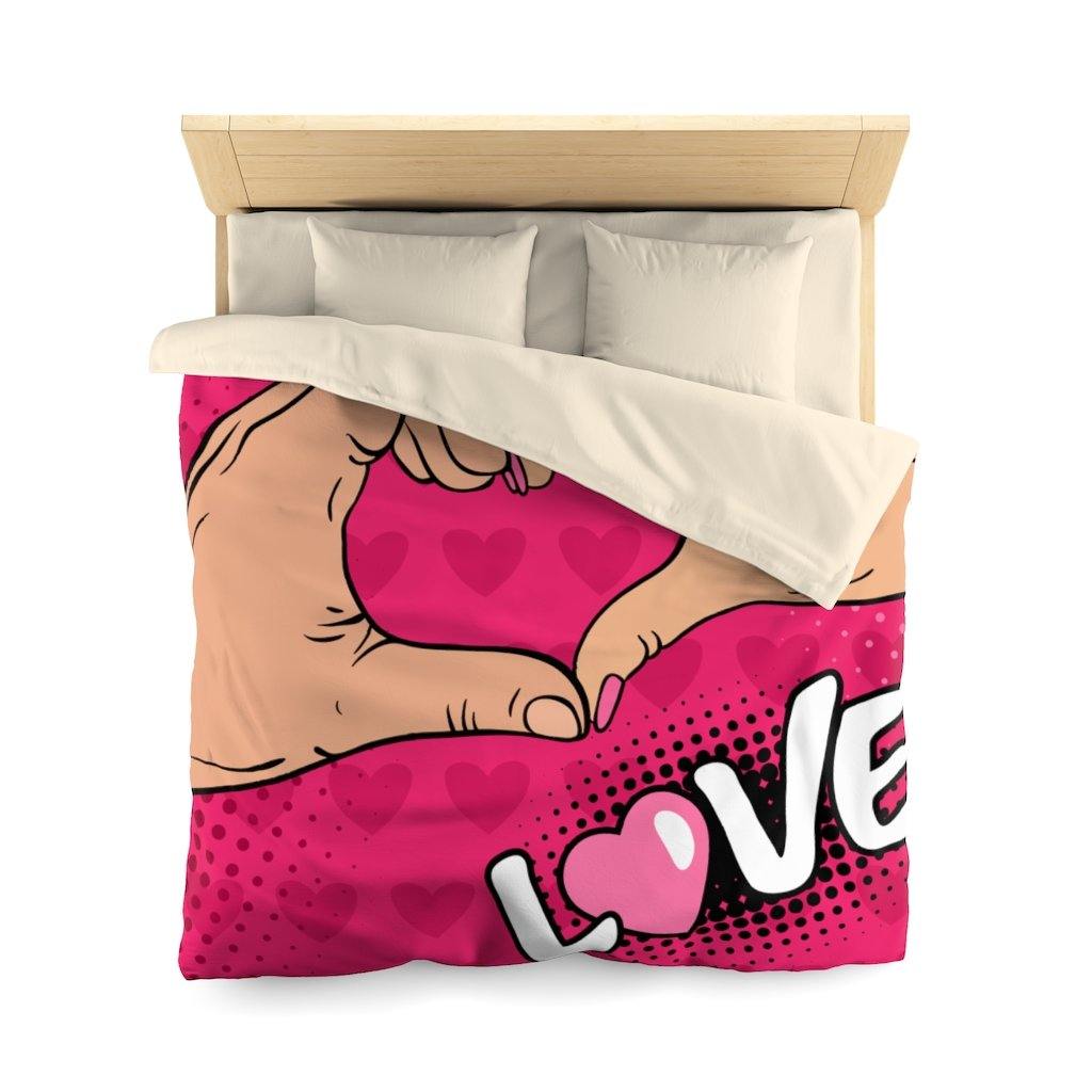 "Two Hands Making a Heart" Comic Pop Art Duvet Cover | lovevisionkarma.com