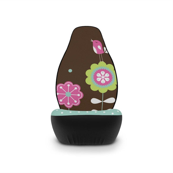 Mid Century Flowers With Bird Multicolor Car Seat Covers | lovevisionkarma.com